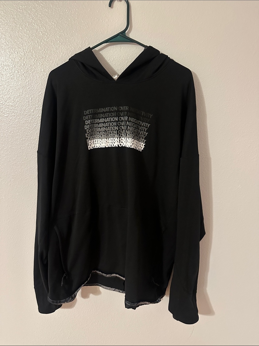 Black men’s Adidas Hooded Pullover Sweatshirt with Motivational Print